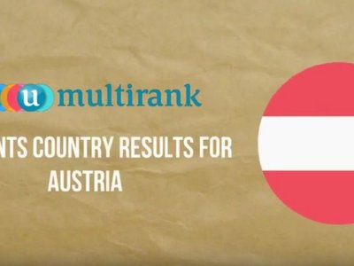 Logo of U-Multirank, on which the wording and an Austrian flag can be seen.