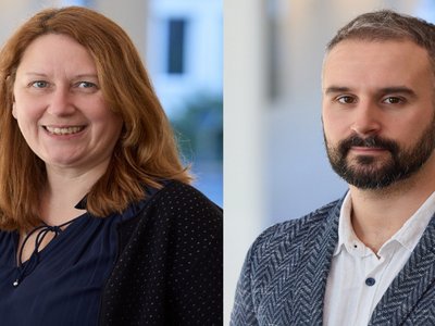 Auf dem Bild ist rechts ein Portrait einer Frau und links ein Portrait eines Mannes.